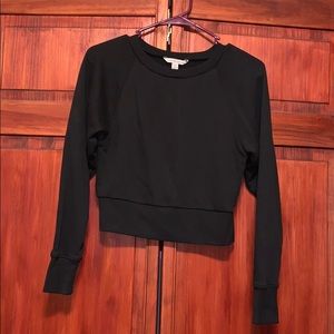 American Eagle Cropped Long Sleeve Sweatshirt Top Black XS